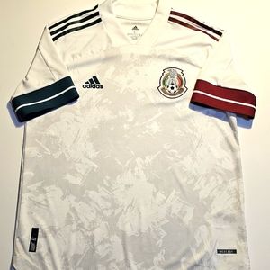⚽️ ADIDAS SOCCER Shirt MEN'S Mexican White with Marroon/Green Size L (1)&XL(1)